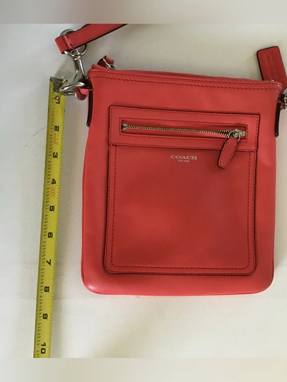 Coach Coral Leather Swingpack Crossbody Bag | Slim Zip Crossbody Purse